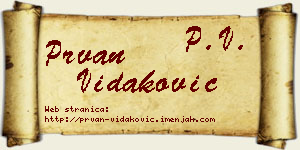 Prvan Vidaković vizit kartica